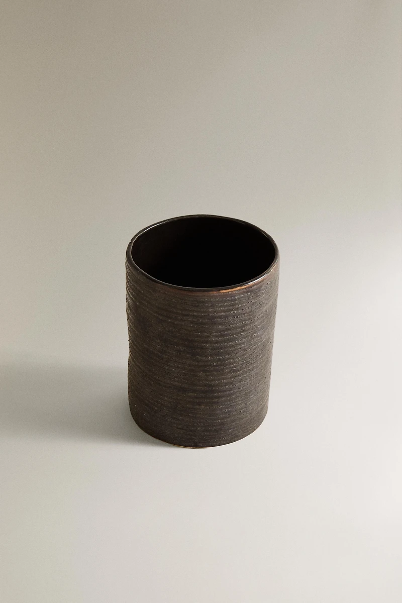 BLACK CERAMIC TOOTHBRUSH TUMBLER