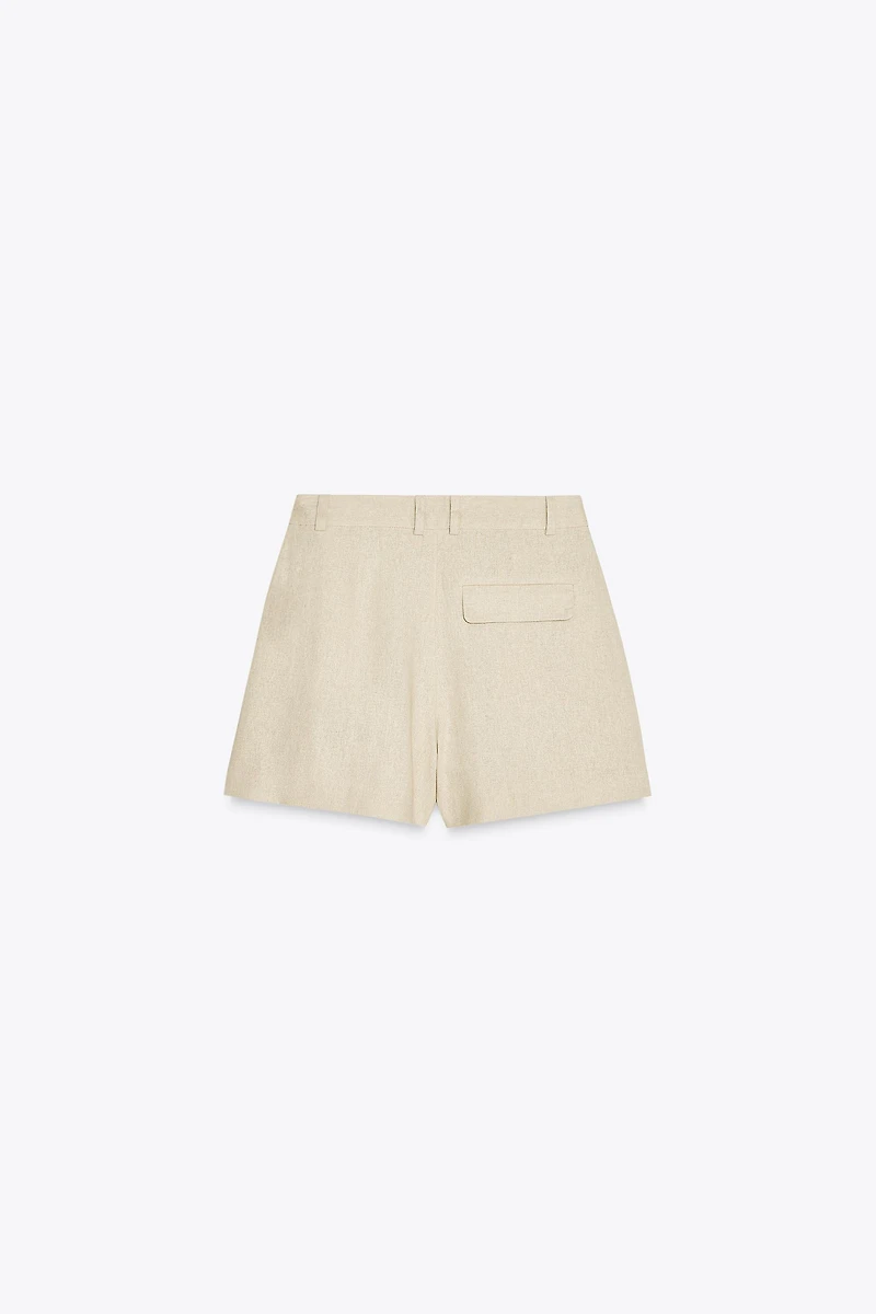HIGH-WAISTED LINEN SHORTS