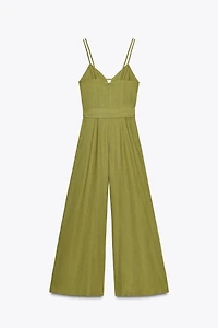WIDE-LEG STRAPPY LINEN JUMPSUIT