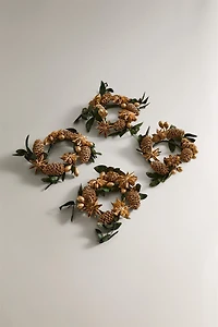 SET OF SHINY CHRISTMAS BOUQUET NAPKIN RINGS (SET OF 4)