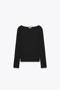 COTTON BOAT NECK T-SHIRT
