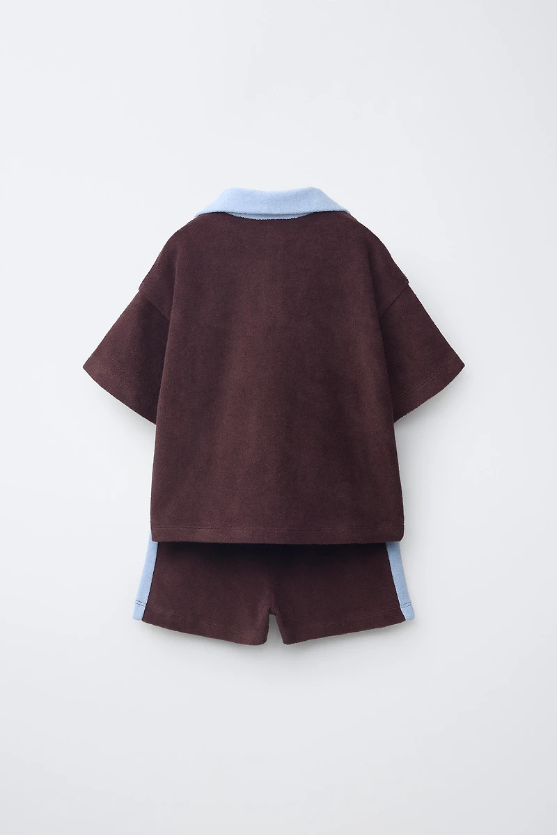 ENSEMBLE POLO ET BERMUDA EFFET ÉPONGE