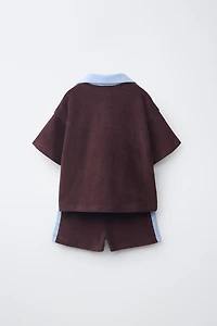 ENSEMBLE POLO ET BERMUDA EFFET ÉPONGE