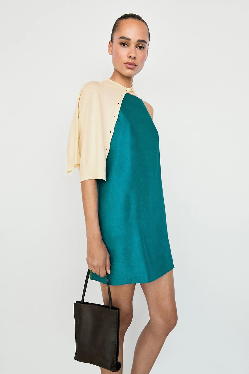 Linen blend mini dress