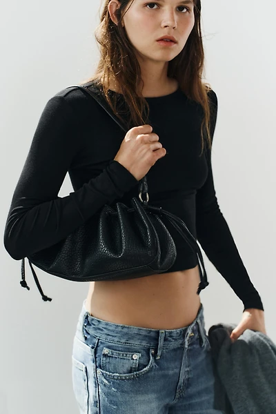 RUCHED ELONGATED SHOULDER BAG