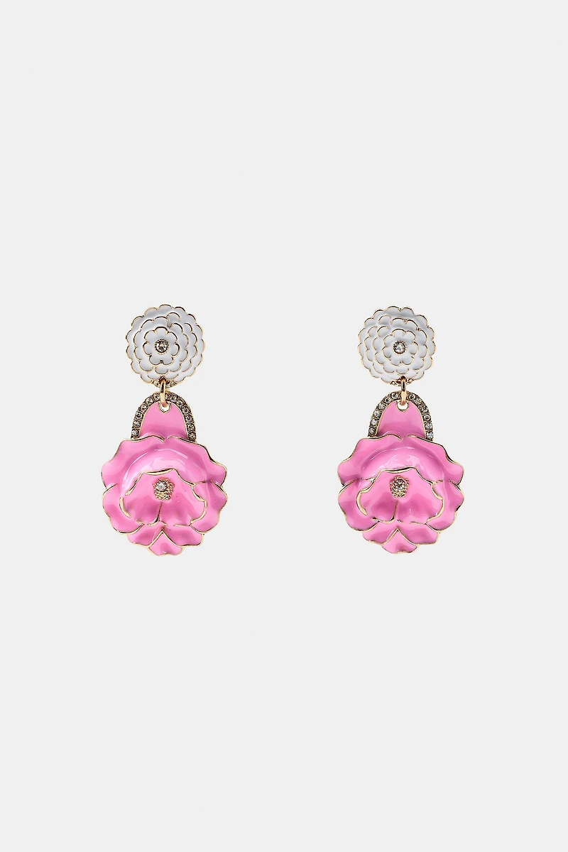 ENAMELED FLOWER EARRINGS