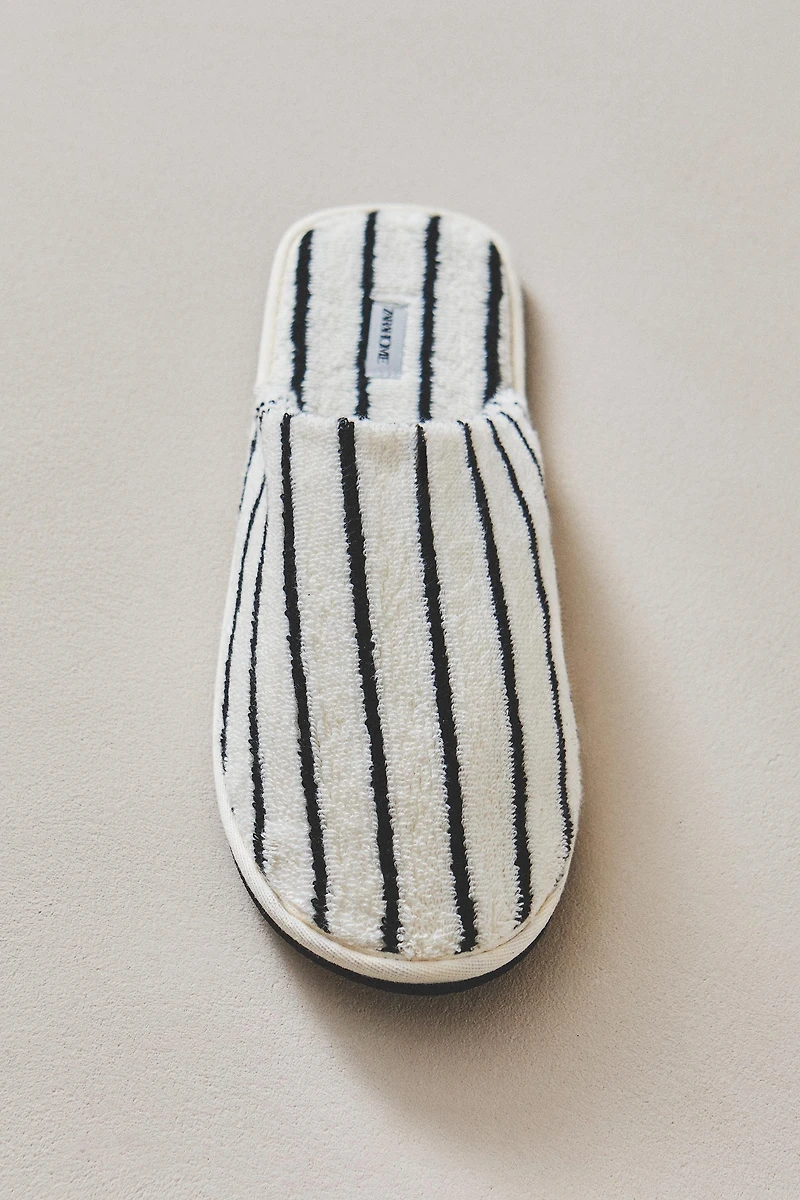 STRIPED TERRY BATHROOM SLIPPERS