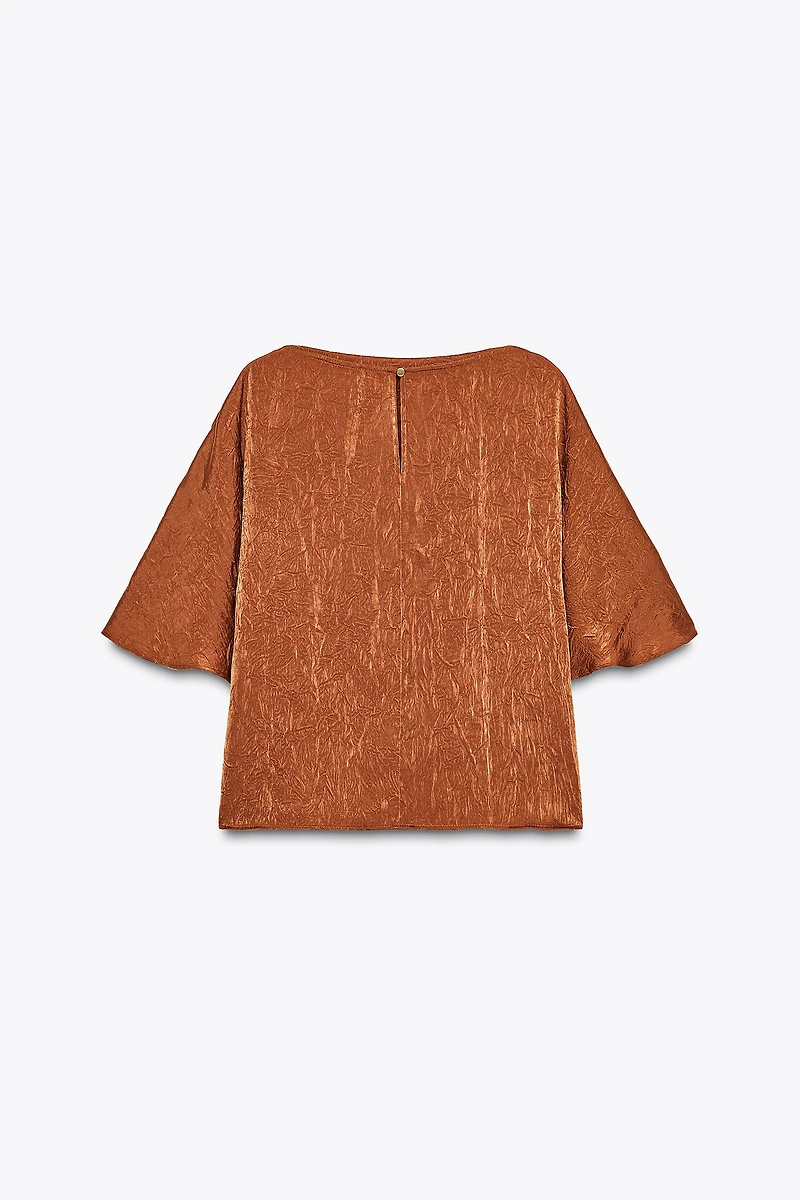 WRINKLED EFFECT SATIN TOP