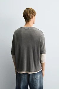 WASHED PRINTED KNIT T-SHIRT
