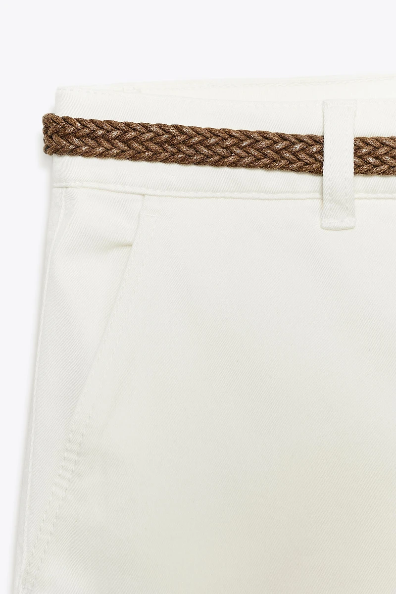 BRAIDED BELTED CHINO PANTS