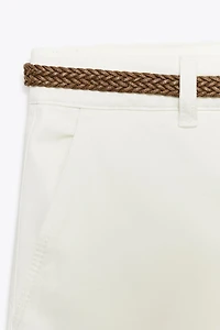 BRAIDED BELTED CHINO PANTS