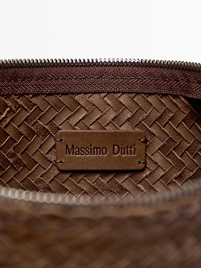 Nappa leather woven bucket bag