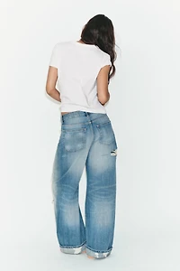 TRF MID-RISE FOLDED BAGGY JEANS