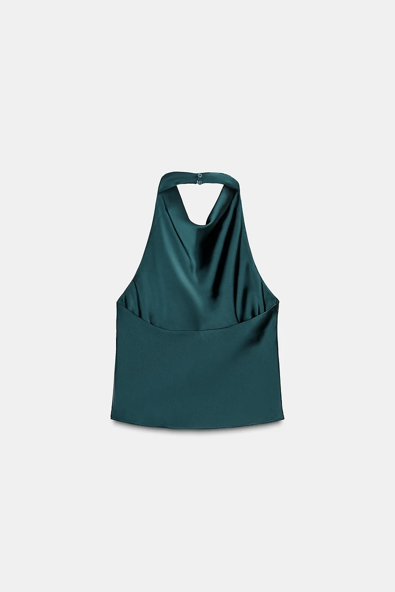 SATIN EFFECT HALTER TOP