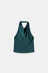 SATIN EFFECT HALTER TOP