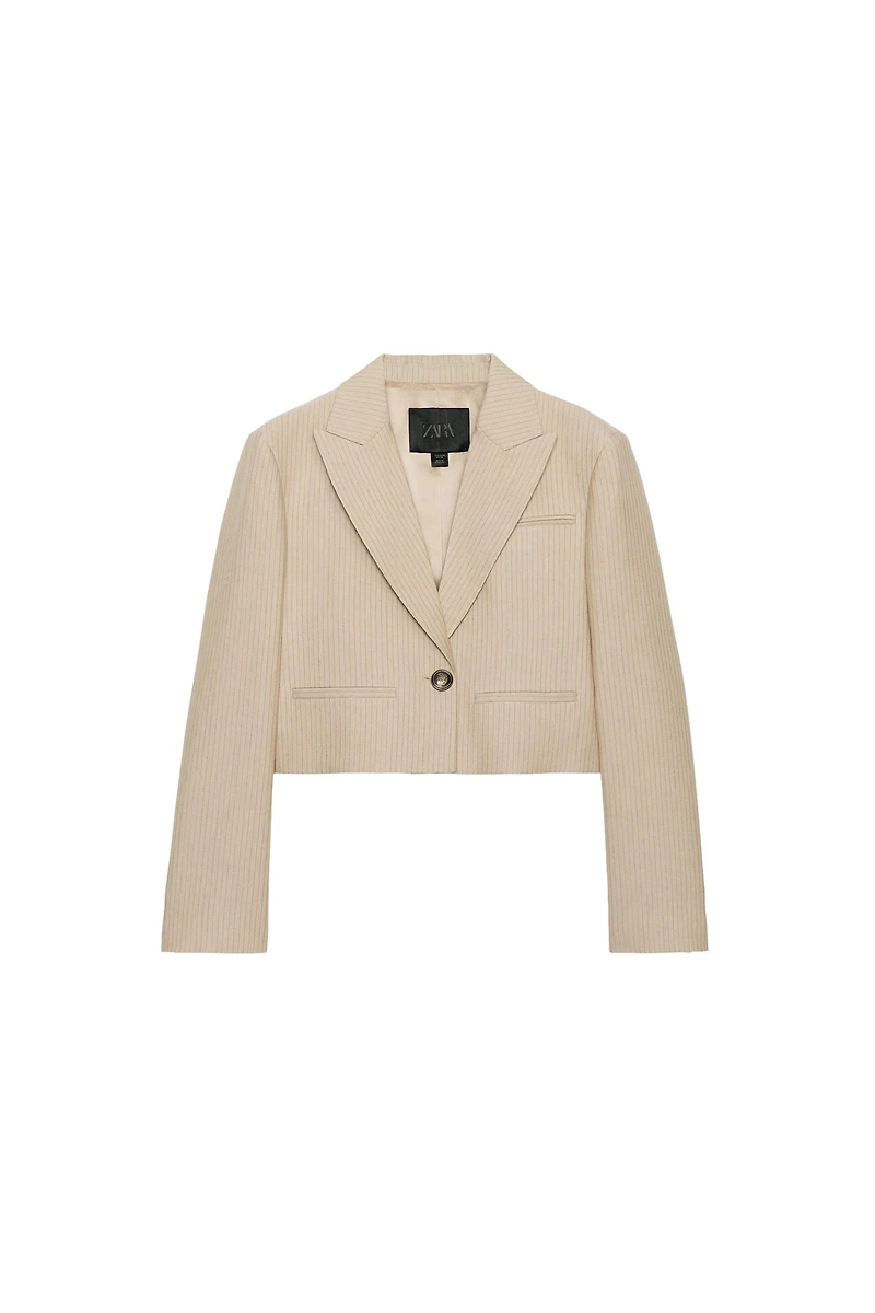 ZW COLLECTION STRIPED CROPPED BLAZER