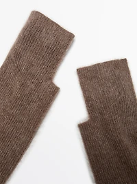 Long knit 100% cashmere mittens