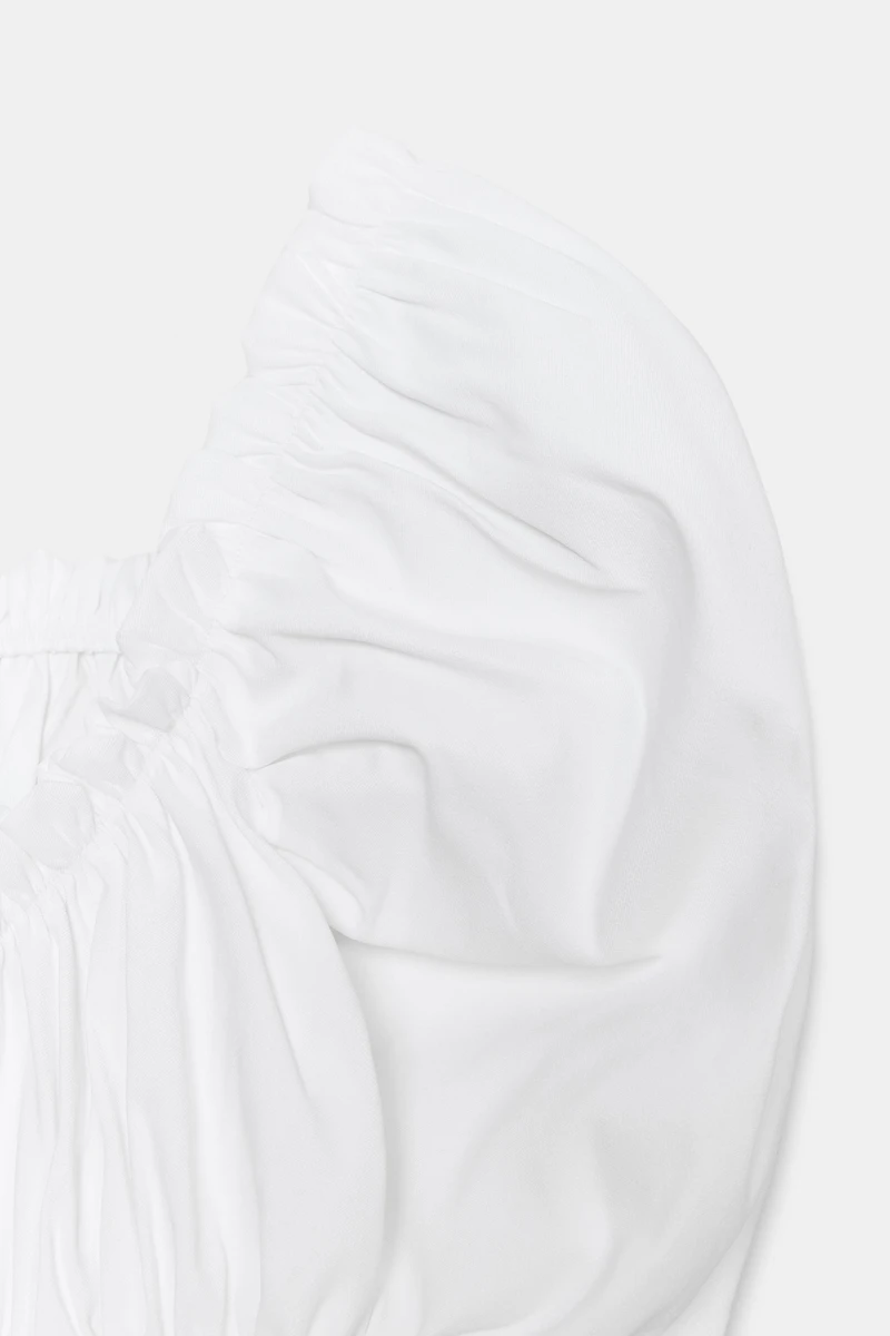 PUFF SLEEVE RUCHED TOP