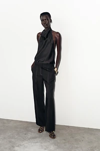 PANTALON DROIT SURPIQÛRES CONTRASTE
