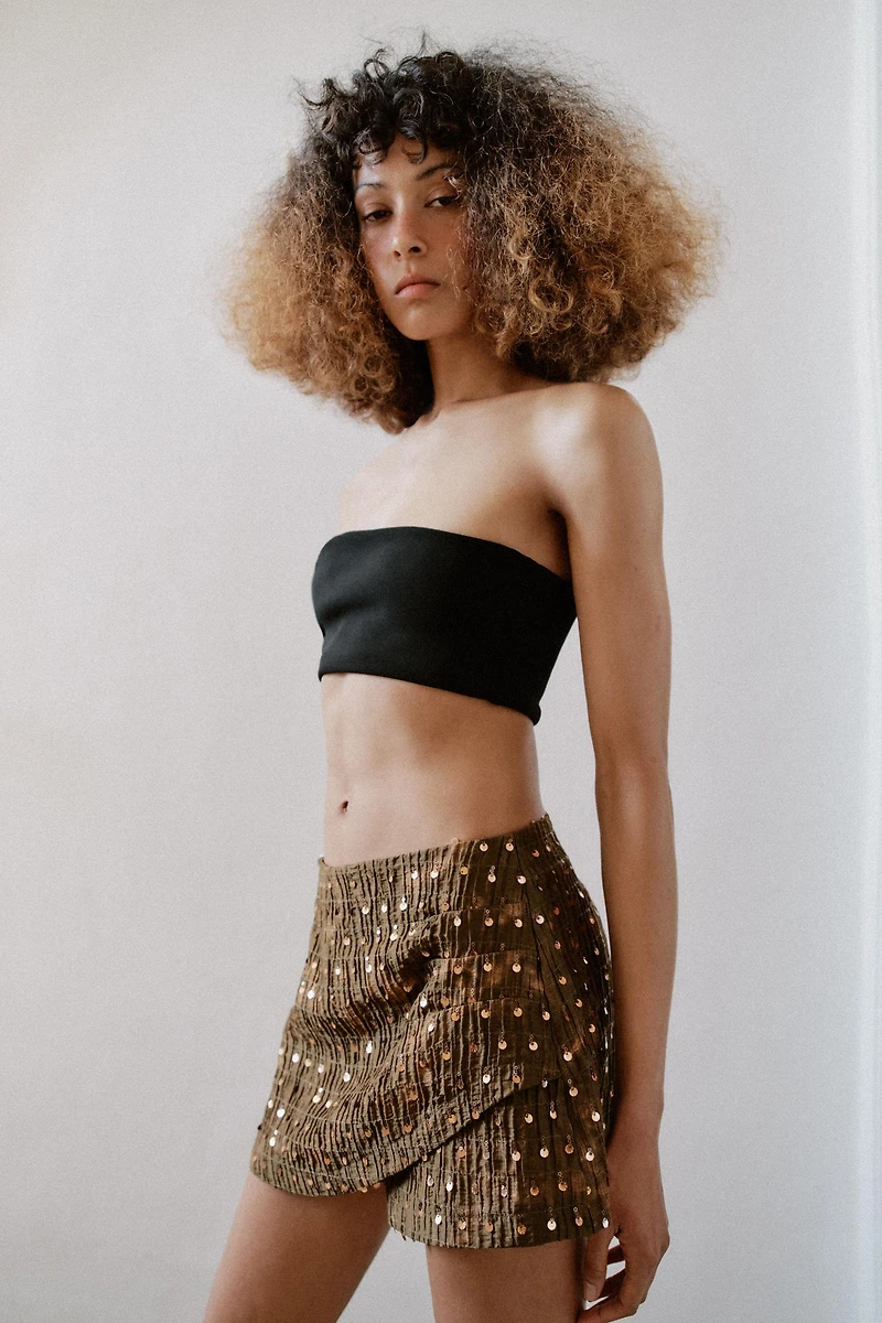 SEQUIN WRAP SKORT