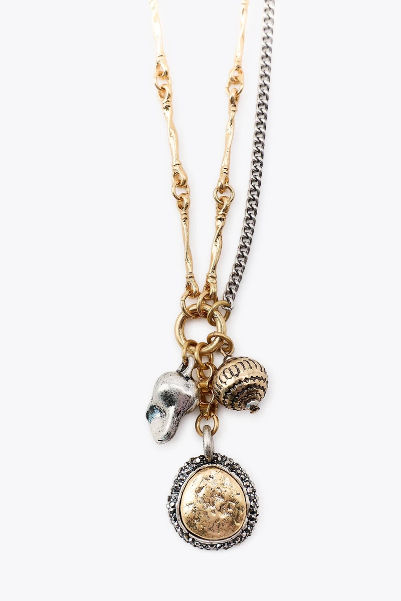 3-PACK OF CORD, COIN AND CHARM NECKLACES