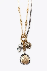 3-PACK OF CORD, COIN AND CHARM NECKLACES