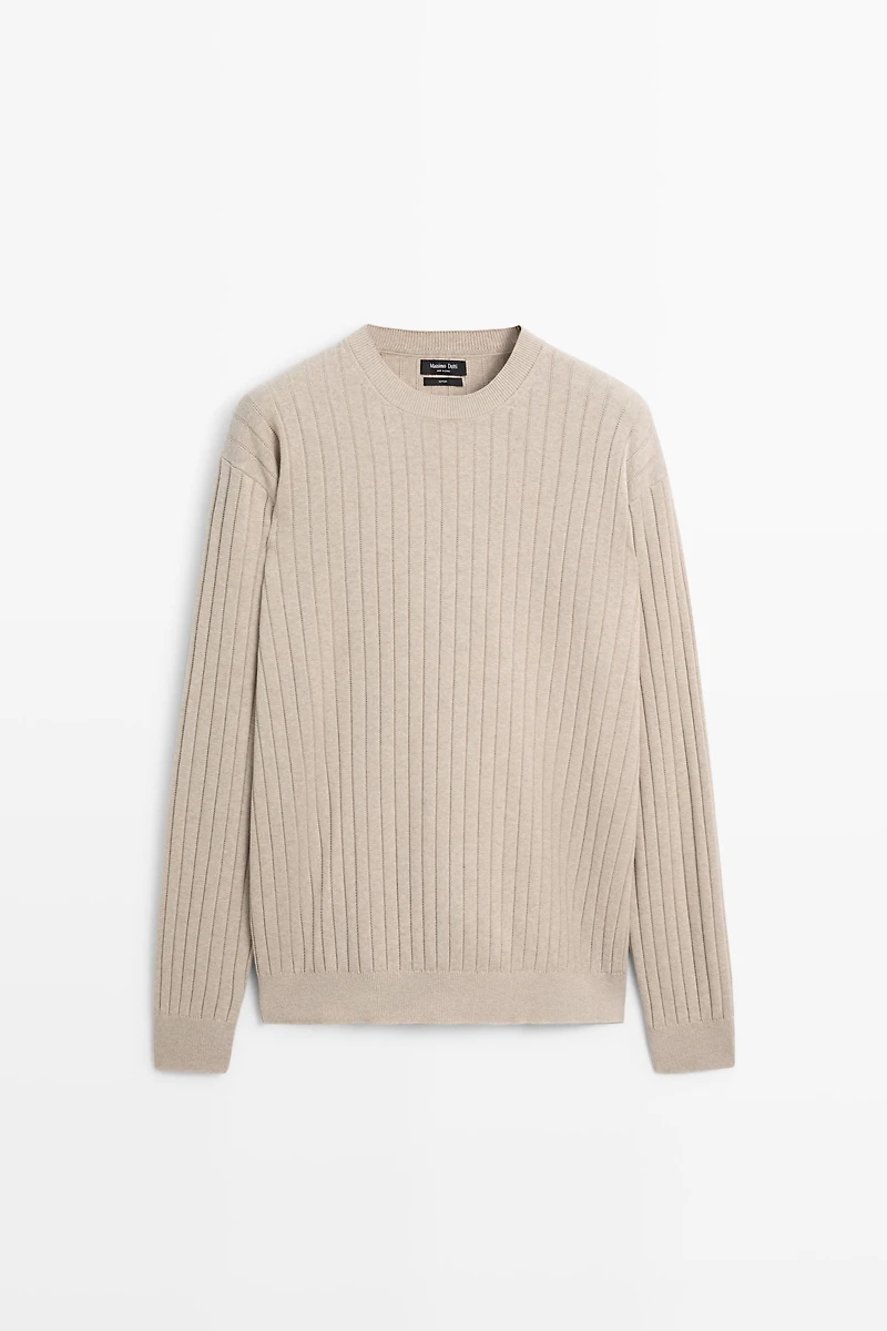 100% cotton ribbed knit sweater