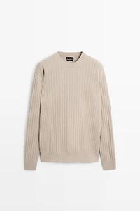 100% cotton ribbed knit sweater