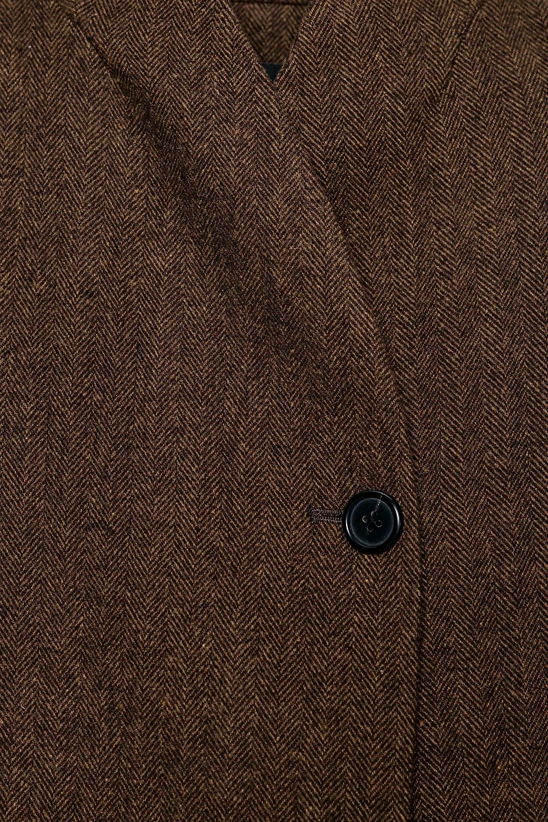 HERRINGBONE WOOL BLEND BLAZER ZW COLLECTION