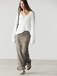 Total look knit skirt with fringing