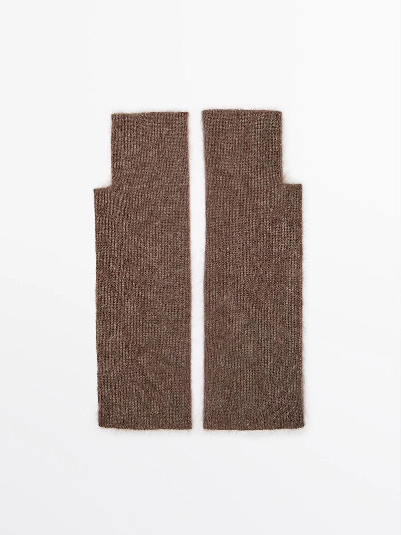 Long knit 100% cashmere mittens