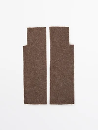 Long knit 100% cashmere mittens