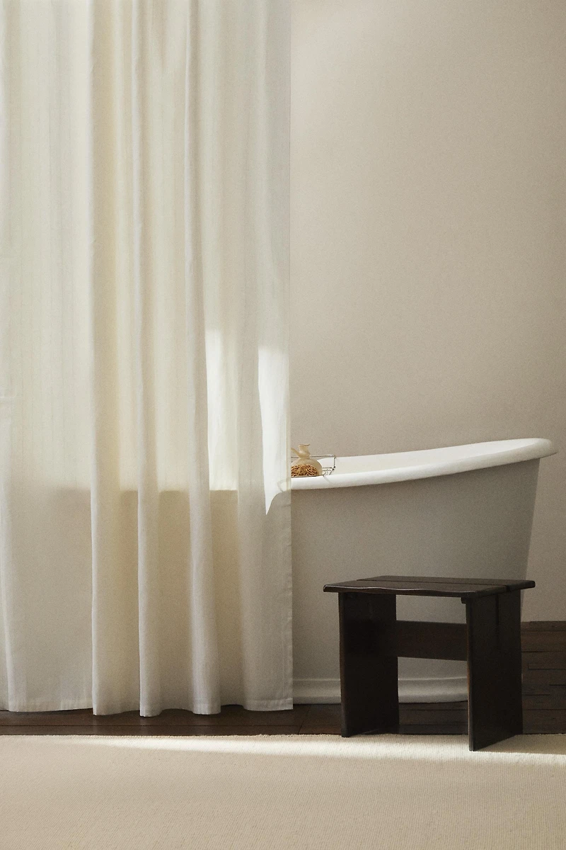JACQUARD LINEN SHOWER CURTAIN