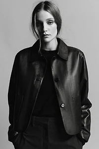 MINIMAL LEATHER JACKET ZW COLLECTION LIMITED EDITION