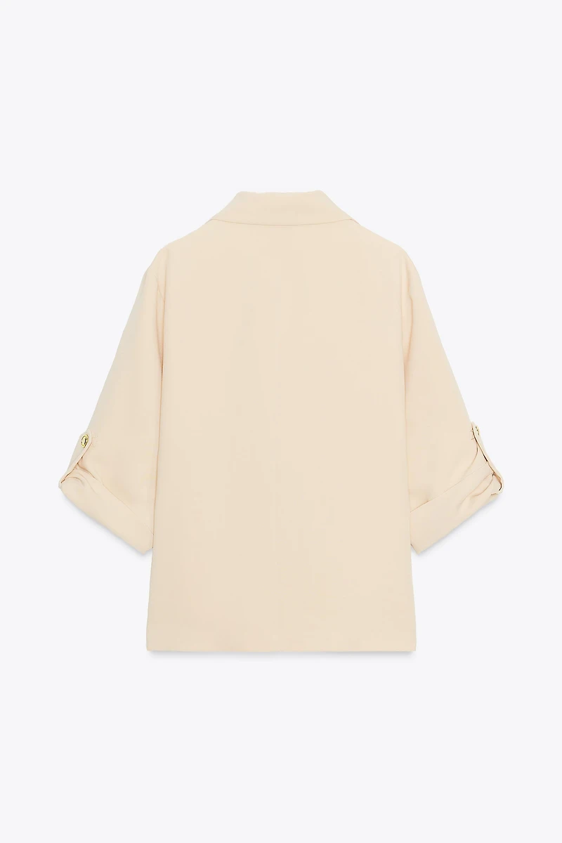 DOUBLE BREASTED BLAZER WITH TABBED SLEEVES