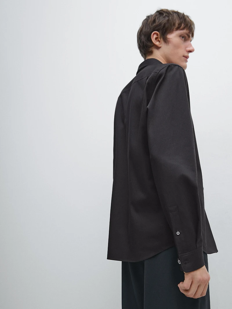 Regular fit cotton blend shirt