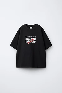 CHERRY AND CARAMEL PRINT T-SHIRT