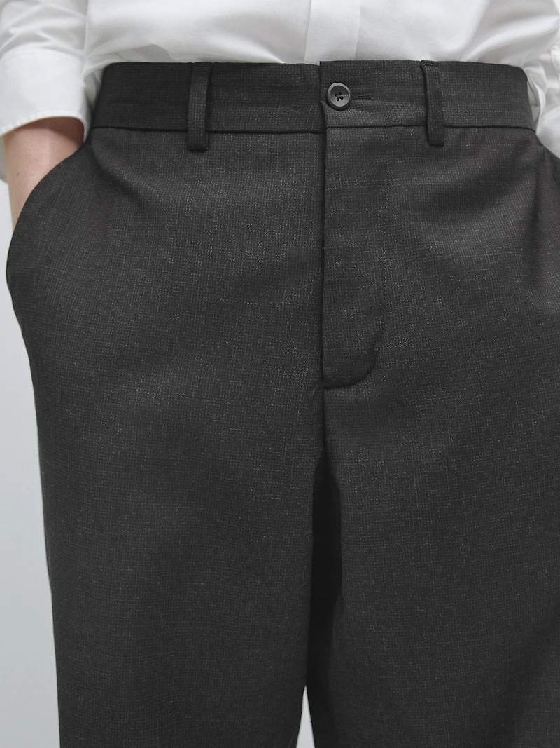 Wool houndstooth trousers
