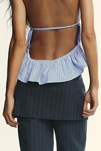 STRIPED POPLIN HALTER TOP