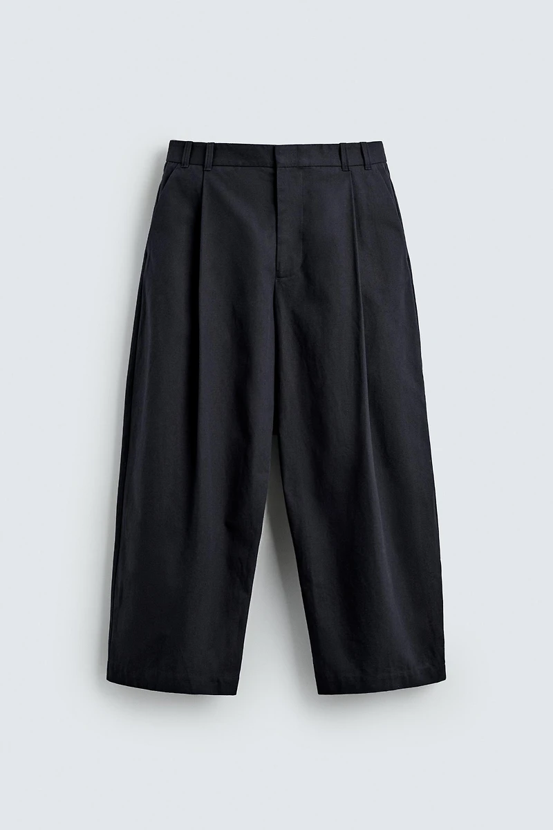 STRUCTURED COTTON - LINEN PANTS
