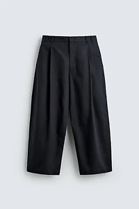 STRUCTURED COTTON - LINEN PANTS