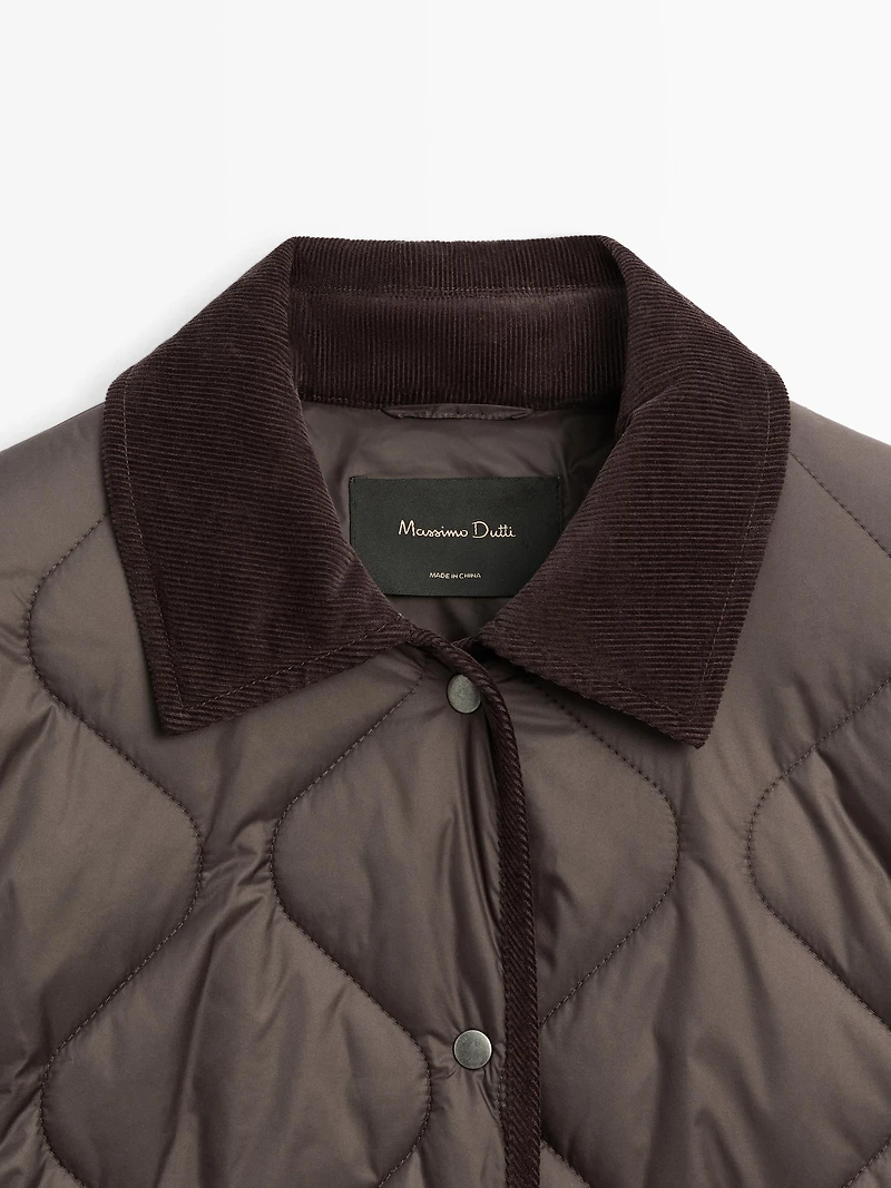 Veste matelassée déperlante détail velours côtelé