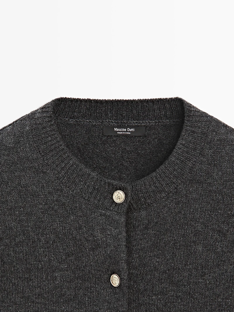 Knit cardigan with gold buttons