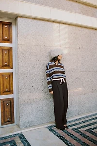 PANTALON LARGE À DOUBLE TAILLE