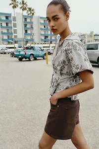 EMBROIDERED SEQUIN CROPPED SHIRT