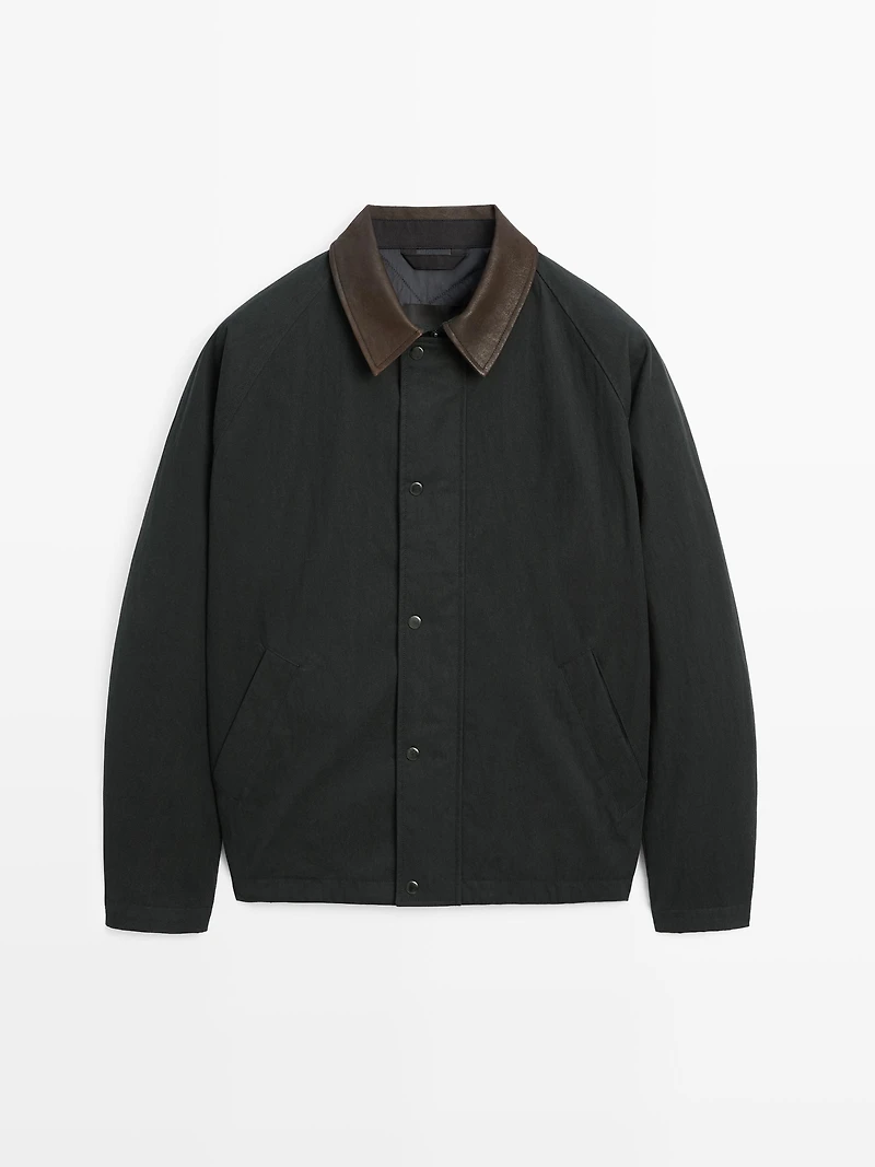 Veste avec col en cuir