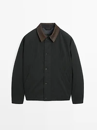 Veste avec col en cuir