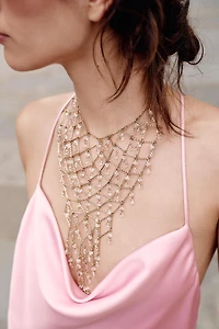 METALLIC JEWEL BIB NECKLACE