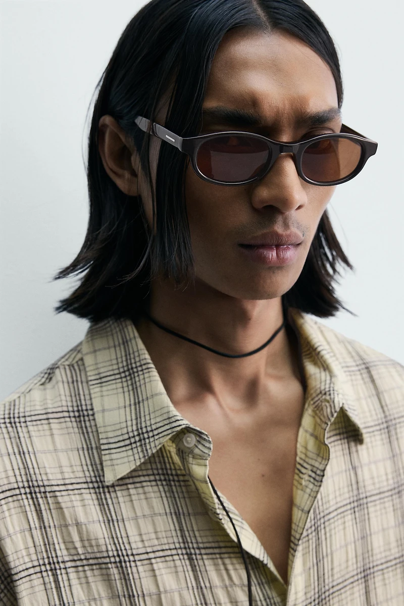 RELAXED FIT PLAID JACQUARD SHIRT