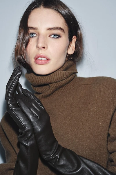 100% LEATHER LONG GLOVES